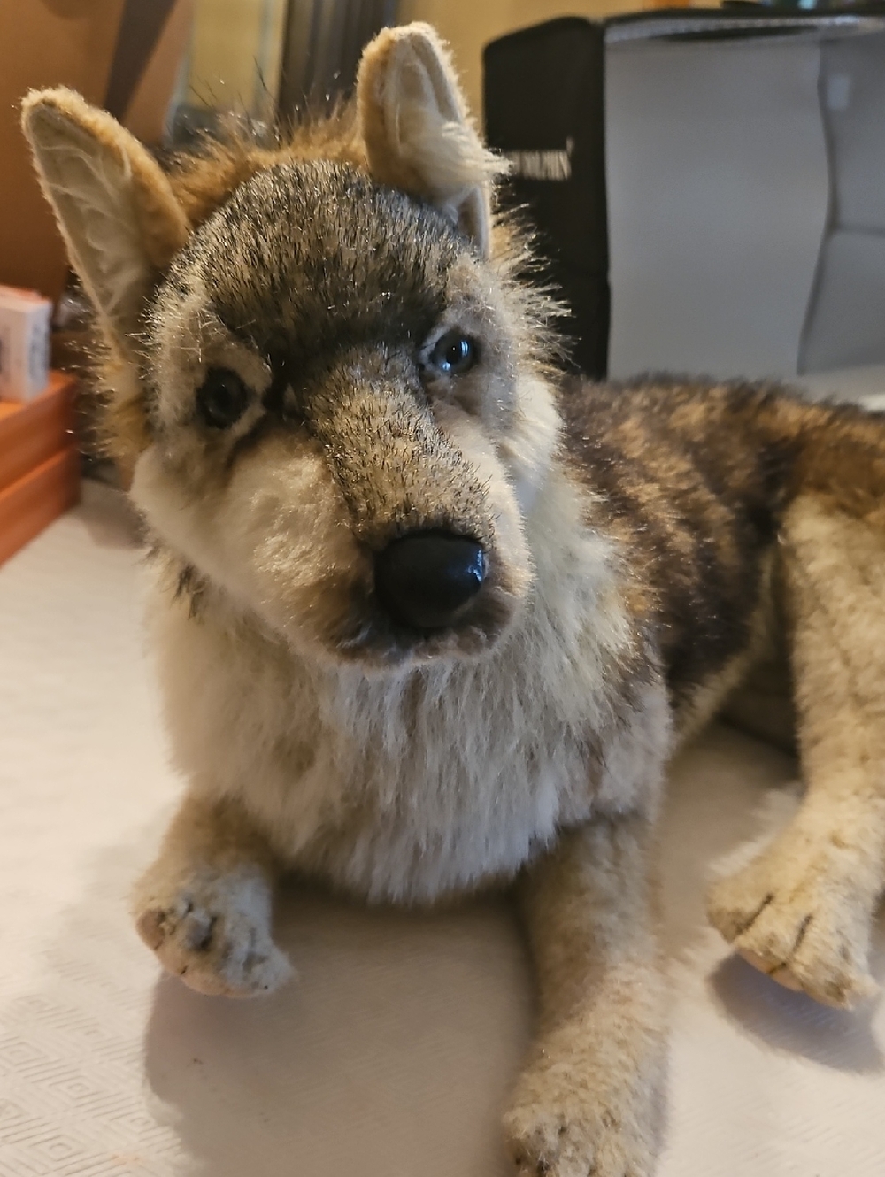 Hansa ahand crafted Plush Realistic Wolf Stuffed Animal - Brown